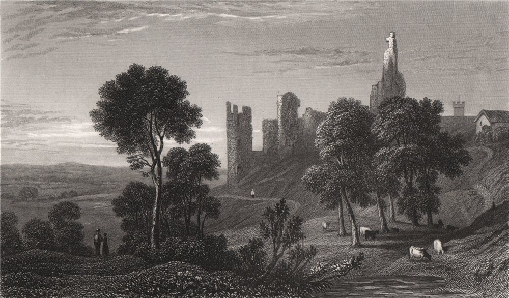 Narberth Castle, Pembrokeshire, Wales, by Henry Gastineau 1835 old print